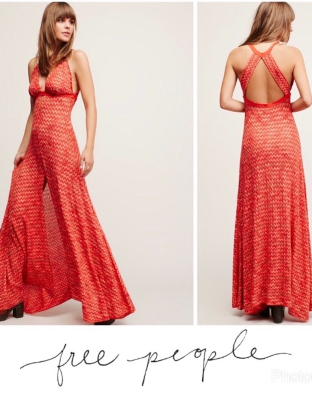 Free People Red Multi Meadow Maxi Dress